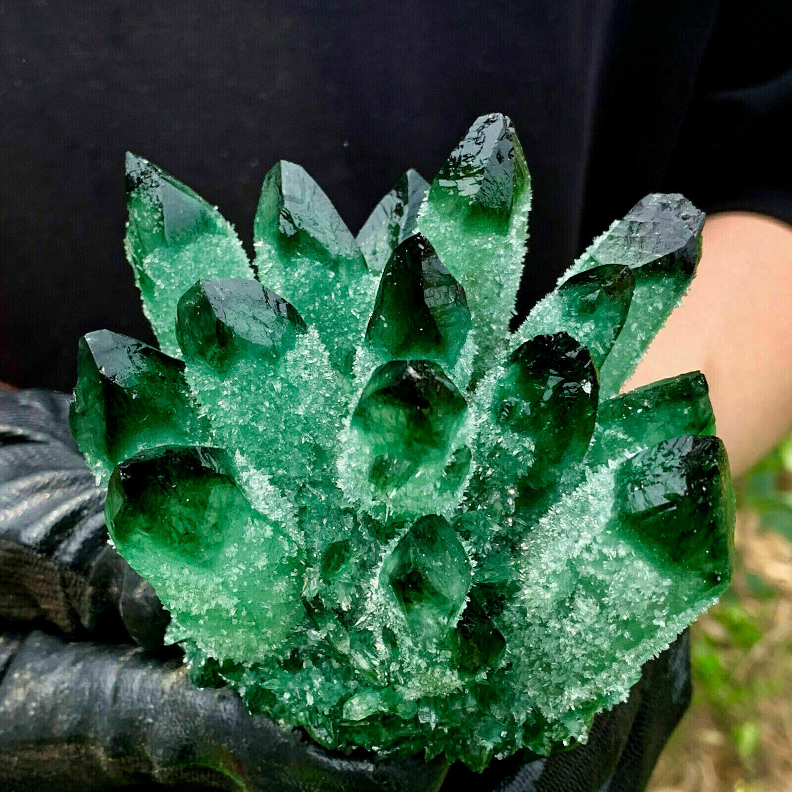 300g+ New Find Green Phantom Quartz Crystal Cluster Mineral Specimen Healing