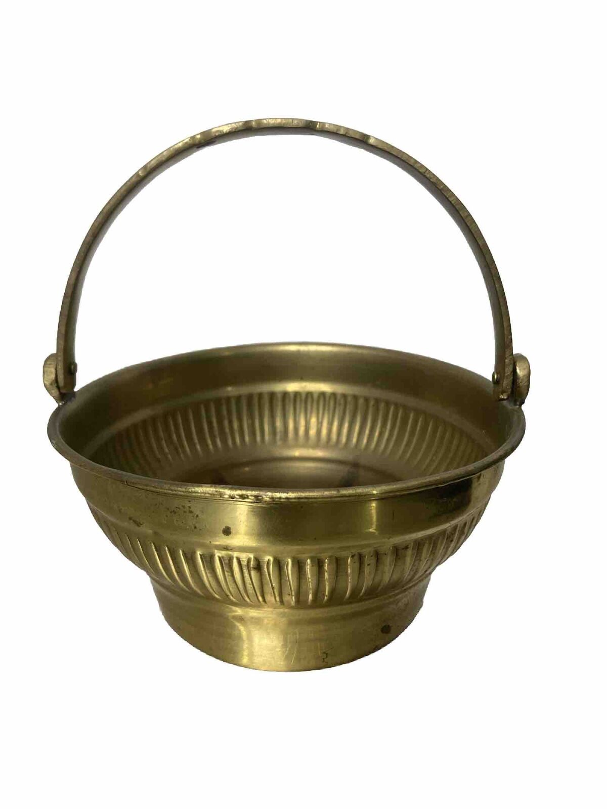 Vintage Solid Brass Basket Bowl  2.5\