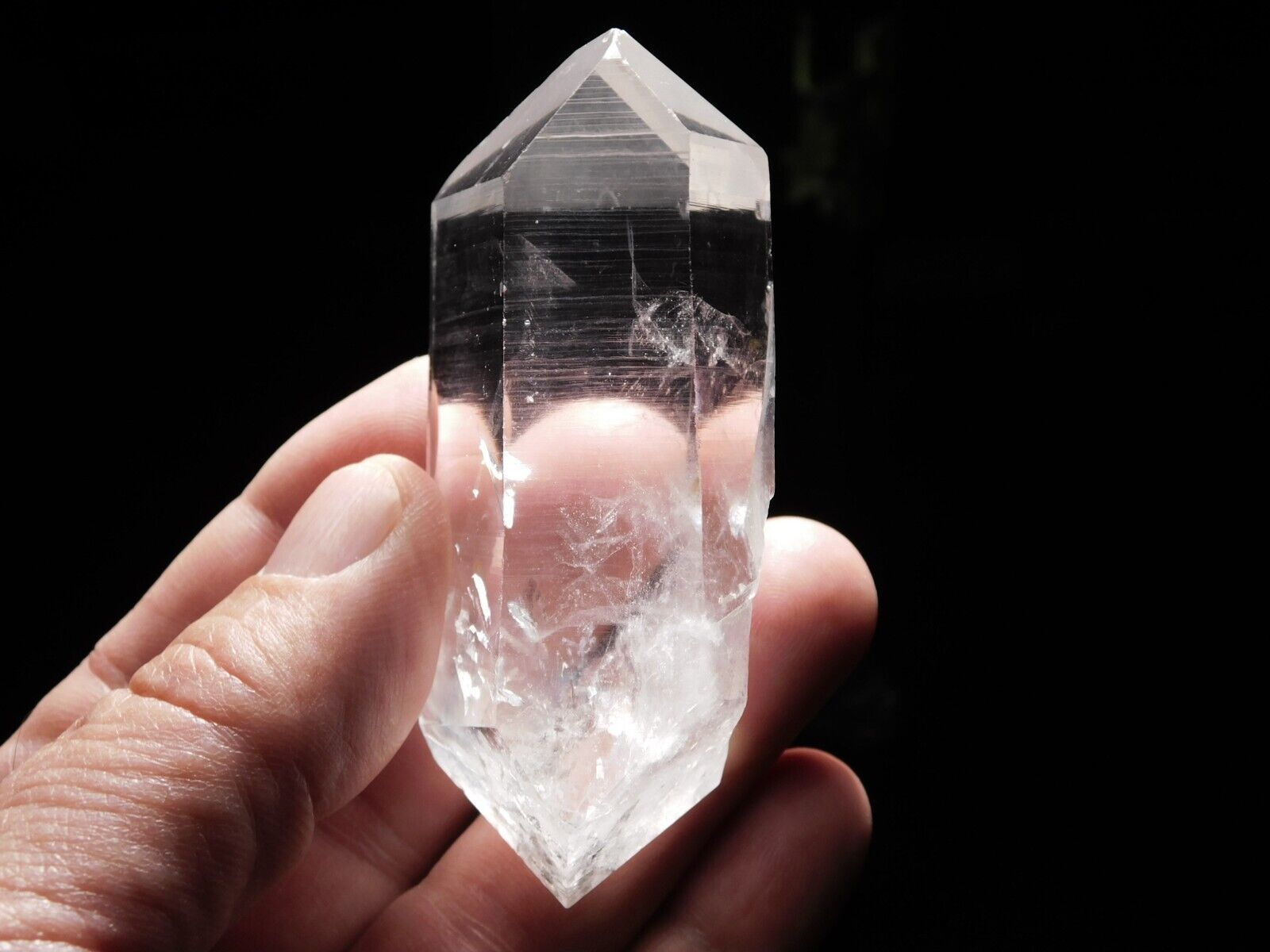 Larger Translucent Double Terminated Tibetan Black Phantom Quartz Crystal 104gr