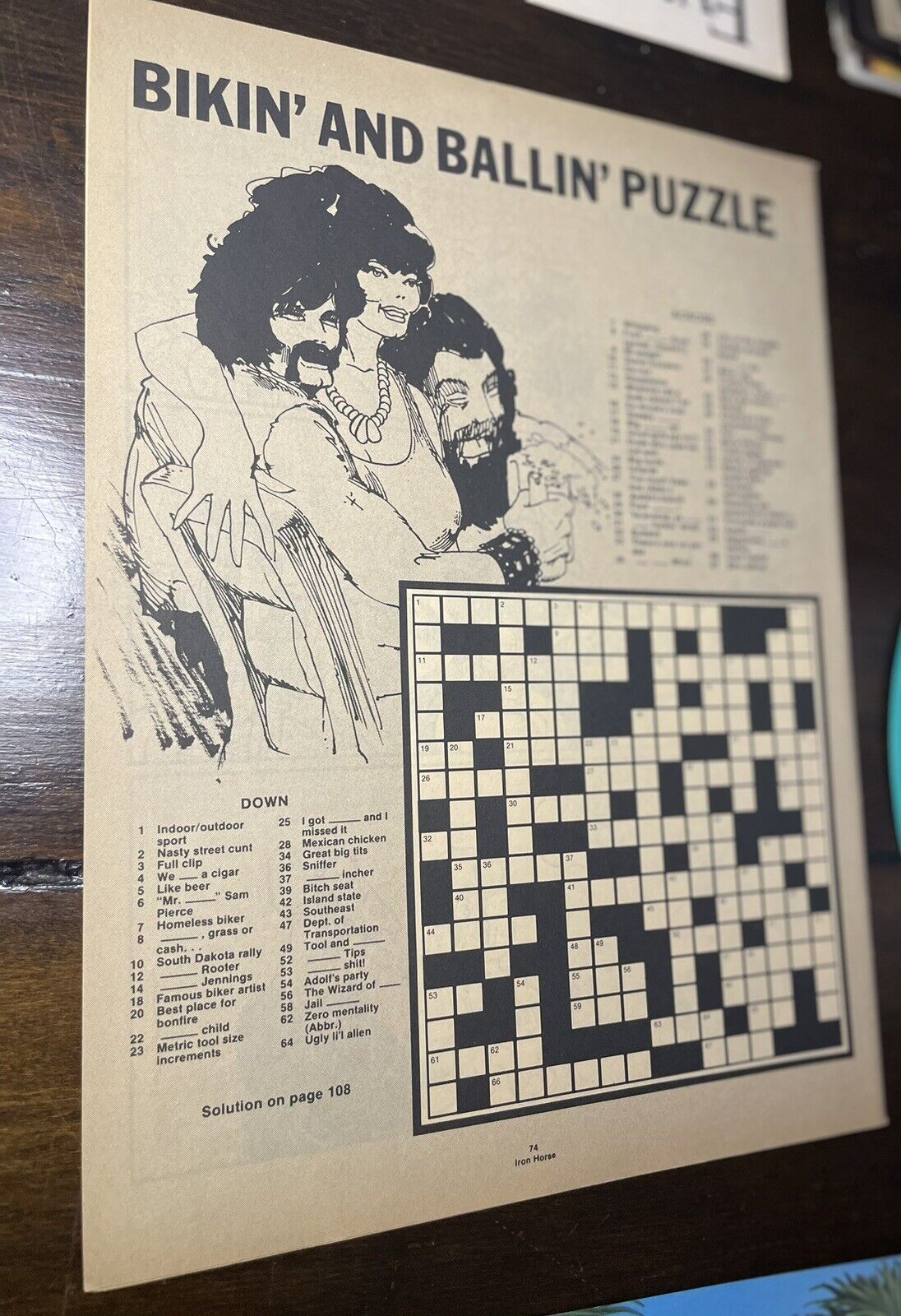 Vintage 1980’s Dirty Crossword Puzzle Adult Biker Humor