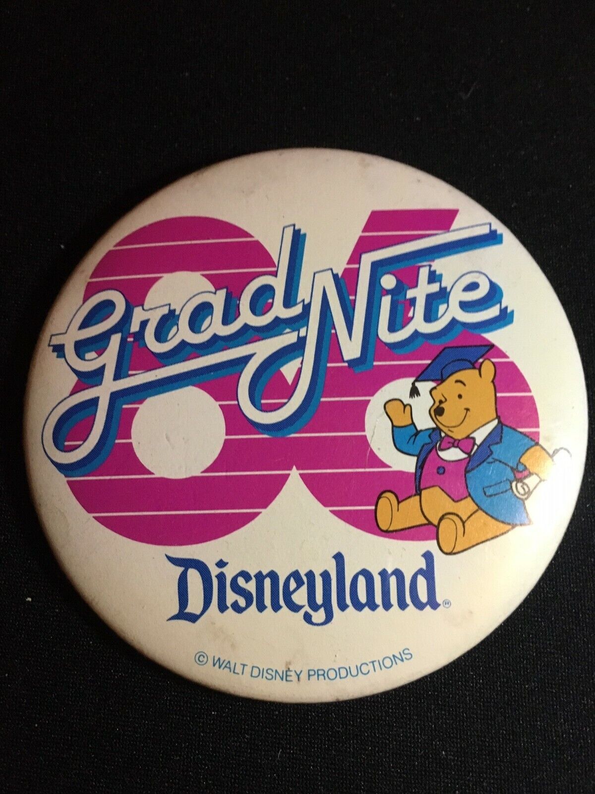 1986 Disneyland Winnie the Pooh Grad Nite Button Graduation 