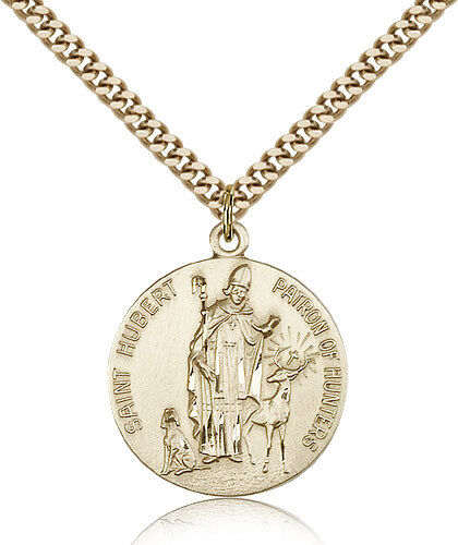 Saint Hubert Of Liege Medal For Men - Gold Filled Necklace On 24 Chain - 30 ...