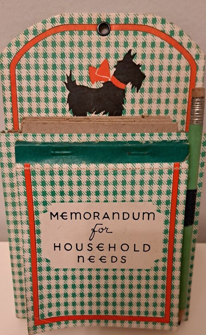 Vintage Troy Laundry Advertising Kitchen Memo Pad With Scottish Terrier NOS
