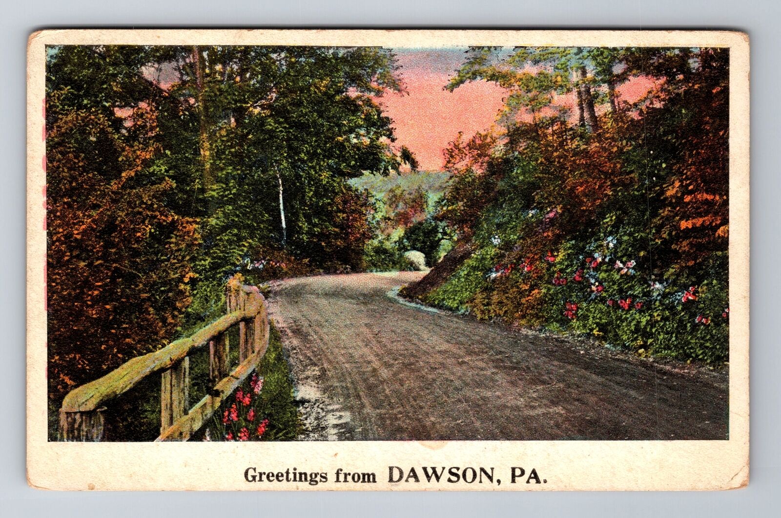 Dawson PA-Pennsylvania, General Greetings, Country Road, Vintage Postcard