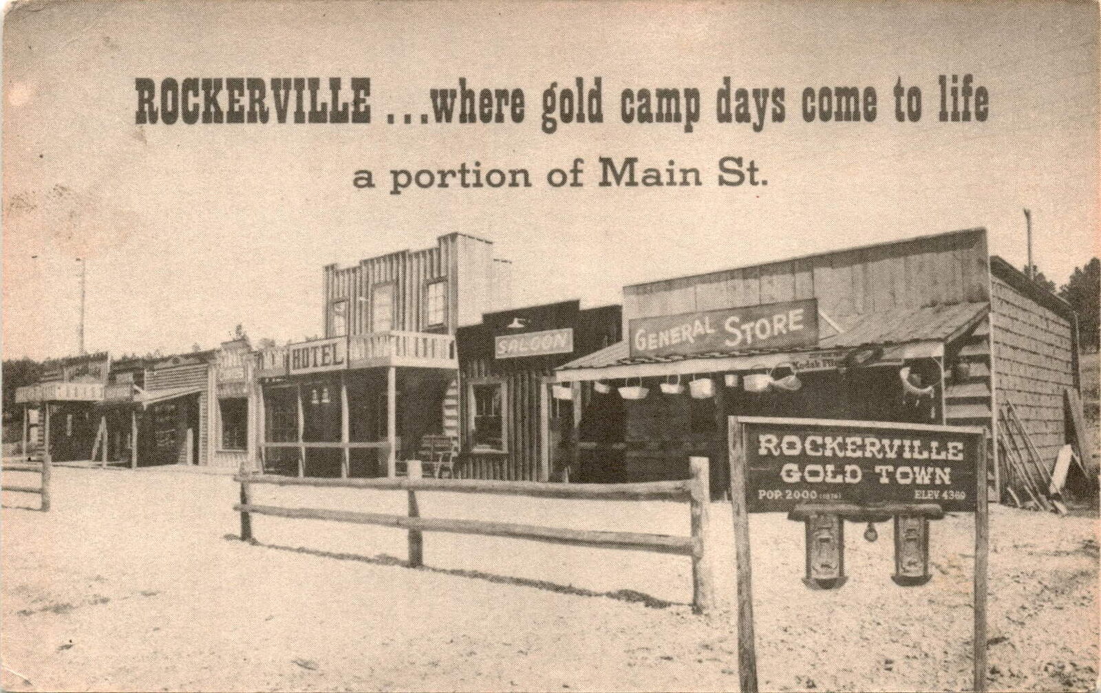 Vintage Main Street Rockerville SD Gold Town Postcard