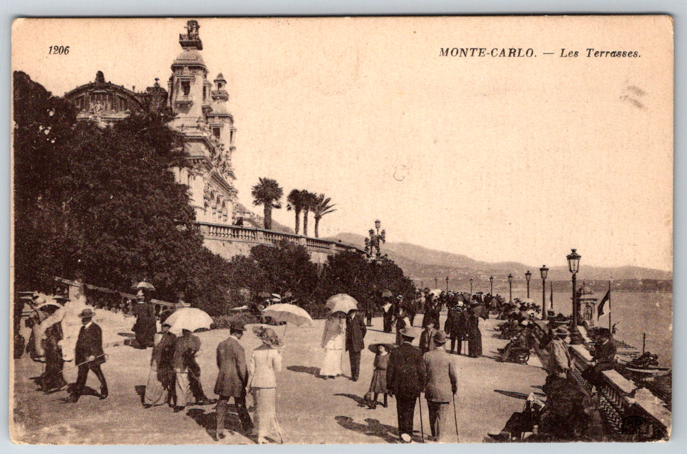 c1910s Monte Carlo Les Terrasses Antique Postcard