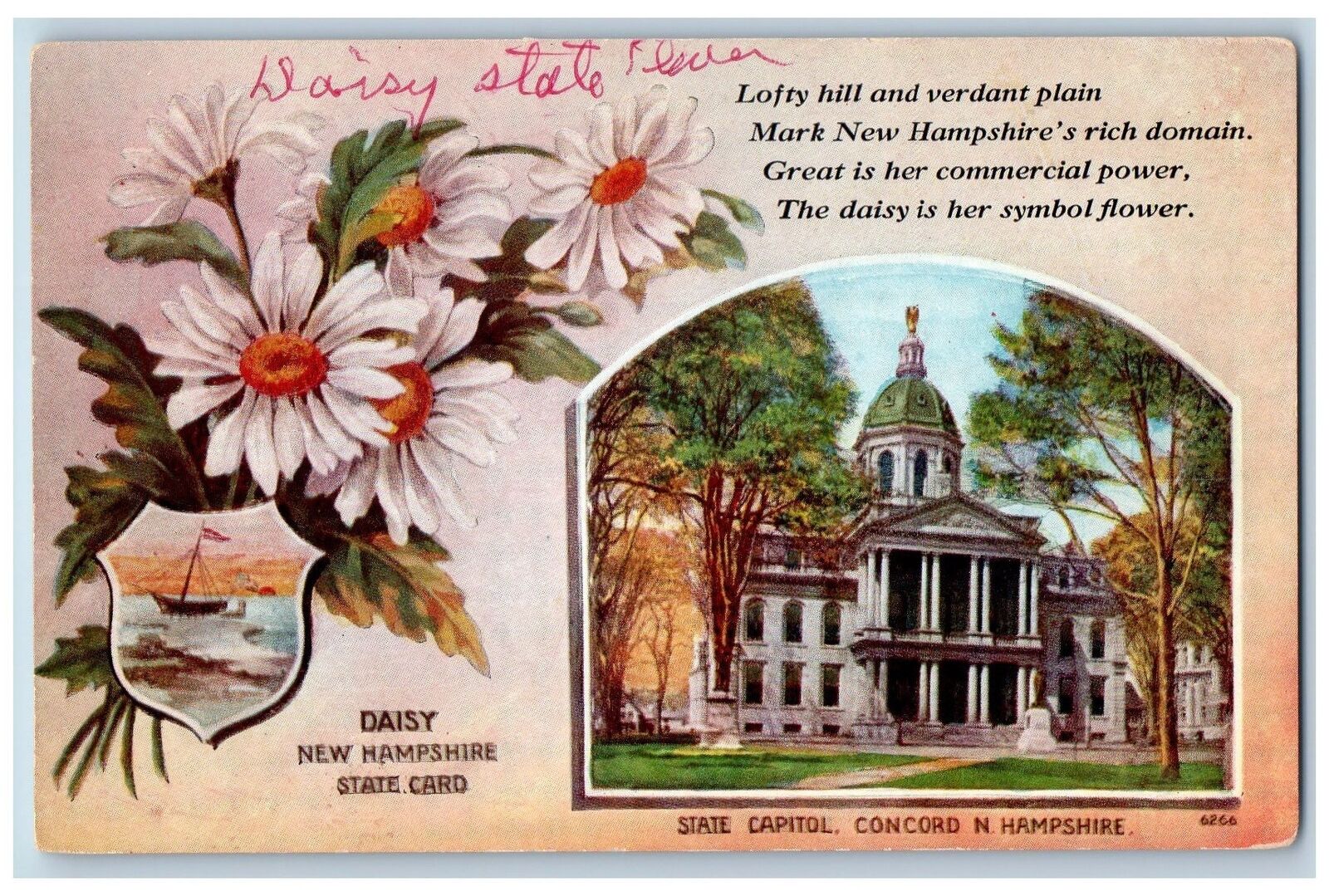 c1946 Daisy New Hampshire State Card State Capitol Concord New Hampshire Postcar