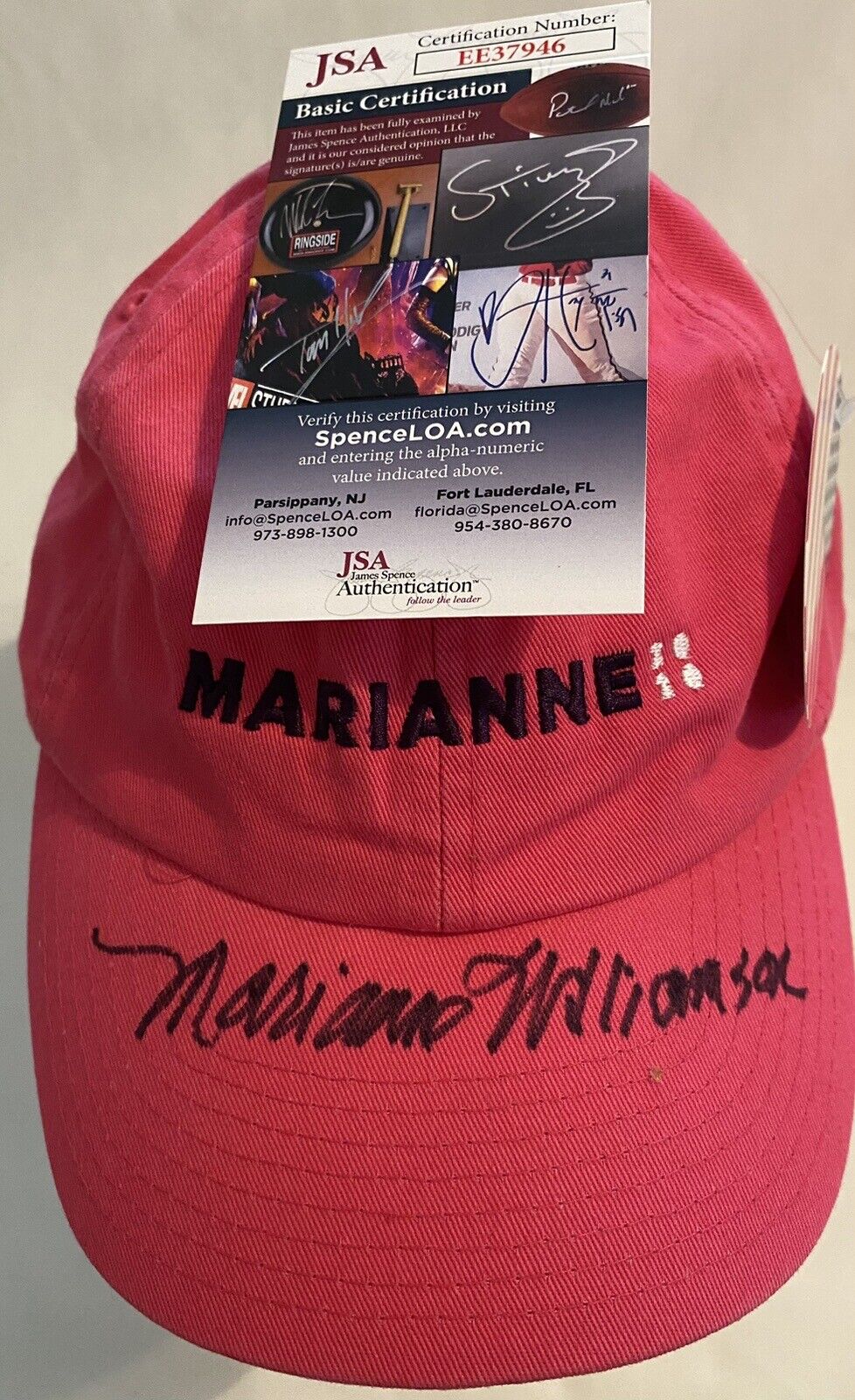Signed New Marianne Williamson Pink Cap 2020 JSA COA Presidential Candidate NWT