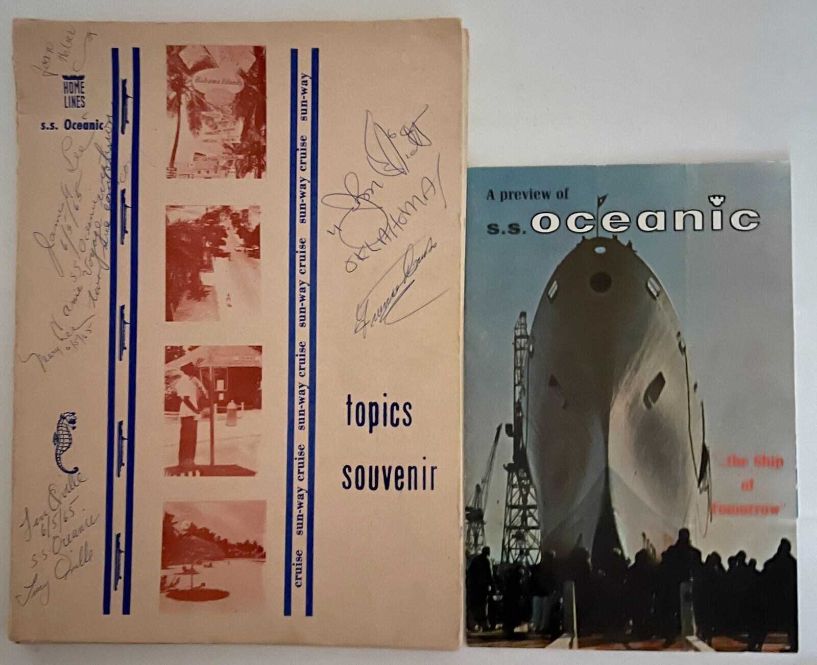 1965 Home Lines S.S. Oceanic Souvenir Complete Booklet ~ Nassau Bahamas Cruise