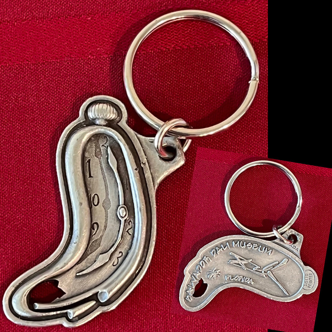 Salvador Dali Museum Pewter Keychain St. Petersburg, FL Souvenir Keyring ~RARE~