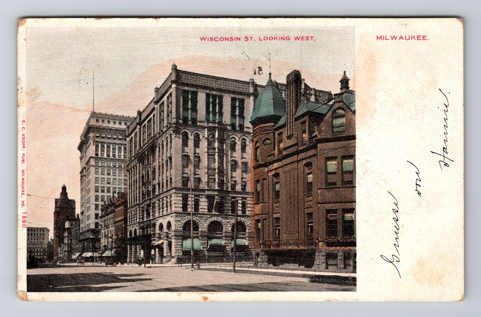 Milwaukee WI-Wisconsin, Wisconsin St. Looking West, c1906, Vintage Postcard