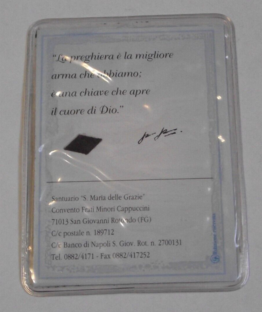 Vtg New Stigmata St Saint Padre Pio pocket relic Holy card patron of adolescence