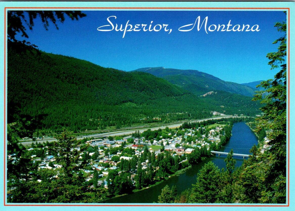 Superior, MT Montana  CITY, I-90, CLARK FORK RIVER  Mineral County  4X6 Postcard