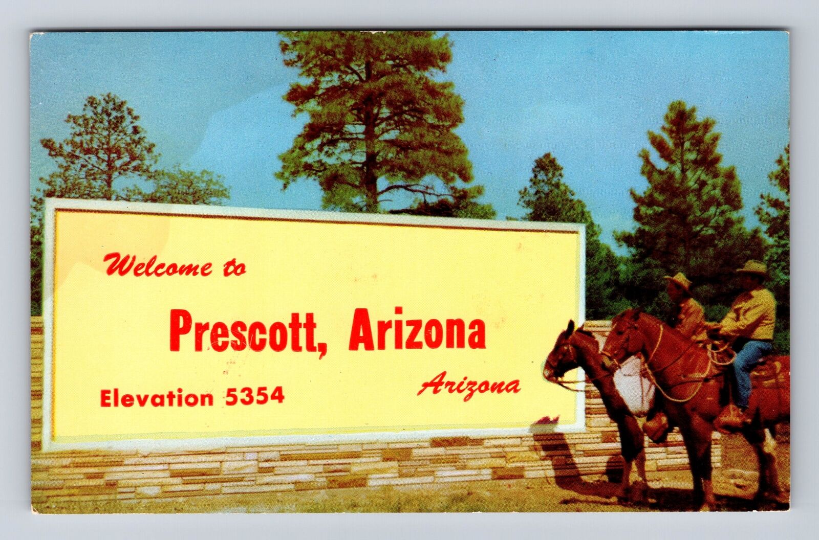 Prescott AZ-Arizona, General Greetings Banner, Horses, Antique Vintage Postcard