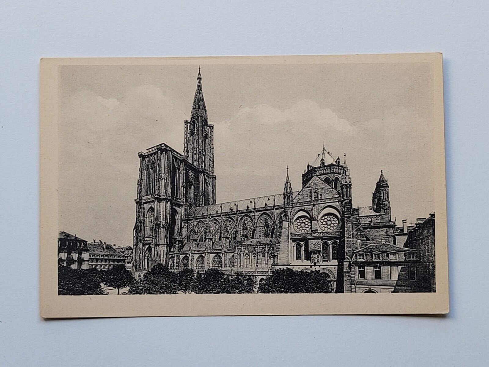 Vintage Postcard Notre Dame Cathedral Strasbourg France Antique Lithograph