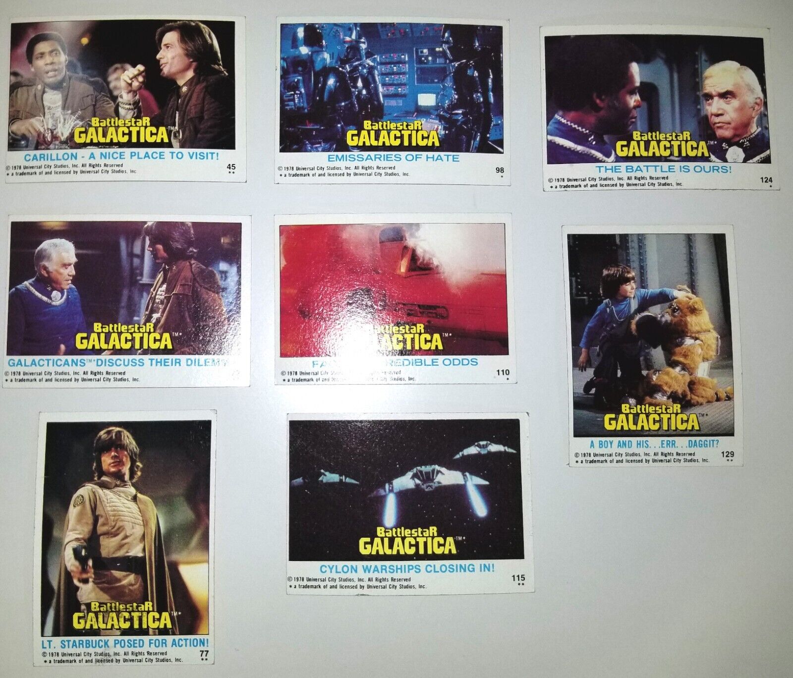 Battlestar Galactica 1978 Topps Cards - Lot of 8 Cards - EX/NM - NM