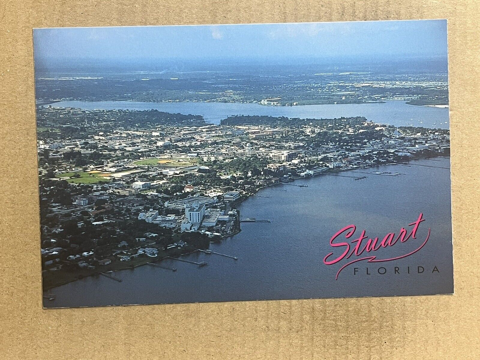 Postcard Stuart FL Florida Beach Aerial View Scenic Greetings Vintage PC