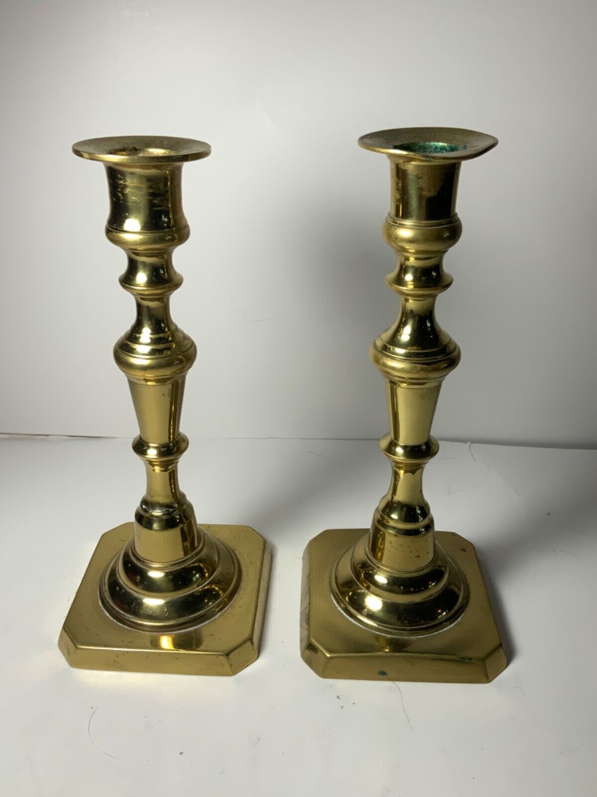 Set of 2 Vintage Rostand Brass Candle Sticks Signed 7.75 in. 