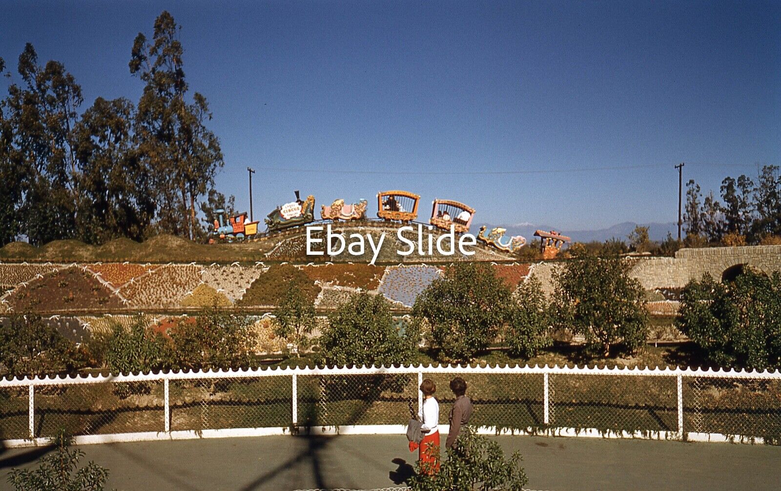 Original 1950\'s Red Border Kodachrome Slide Disneyland Children\'s Train Ride