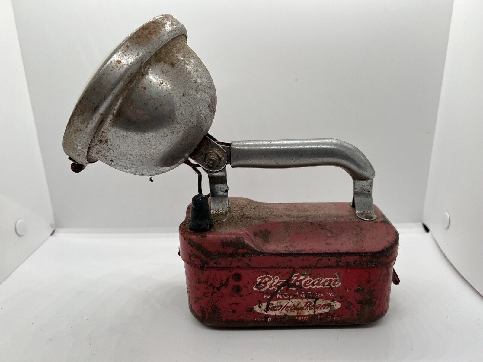Vintage Teledyne Big Beam Hand Lantern Flashlight No 166 Red/Chrome 1953