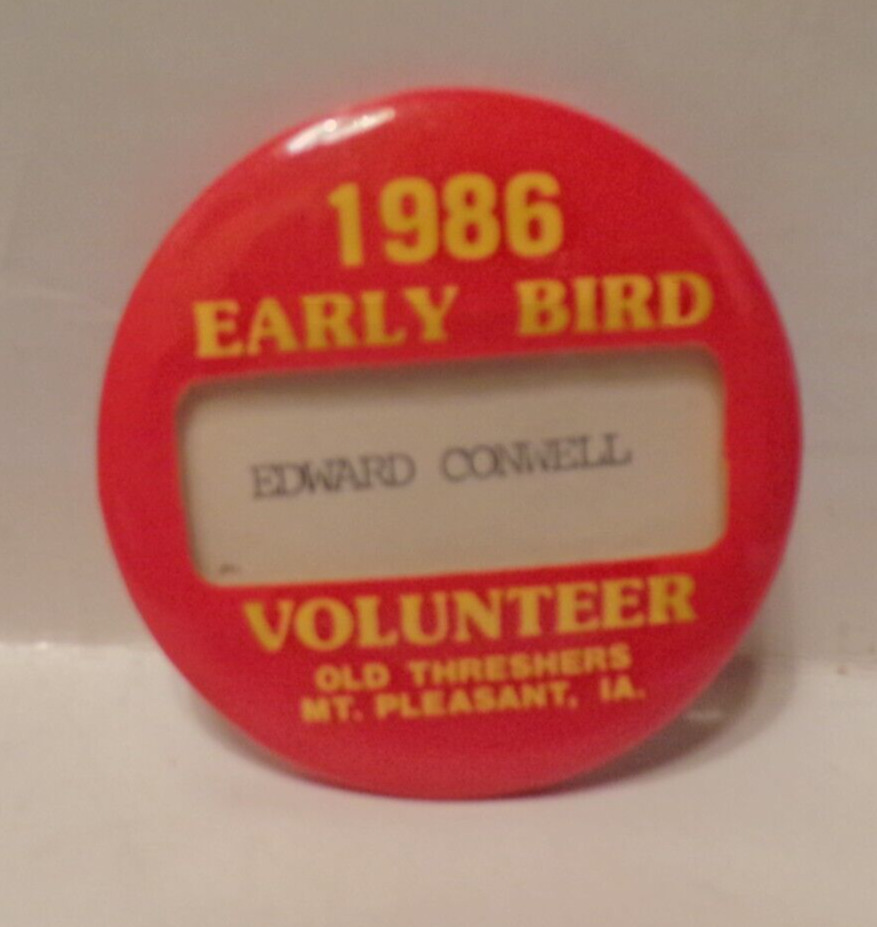 VINTAGE MIDWEST OLD THRESHERS 1986 EARLY BIRD PIN BACK