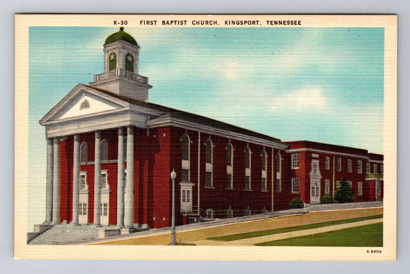 Kingsport TN-Tennessee, First Baptist Church, Religion Antique Vintage Postcard