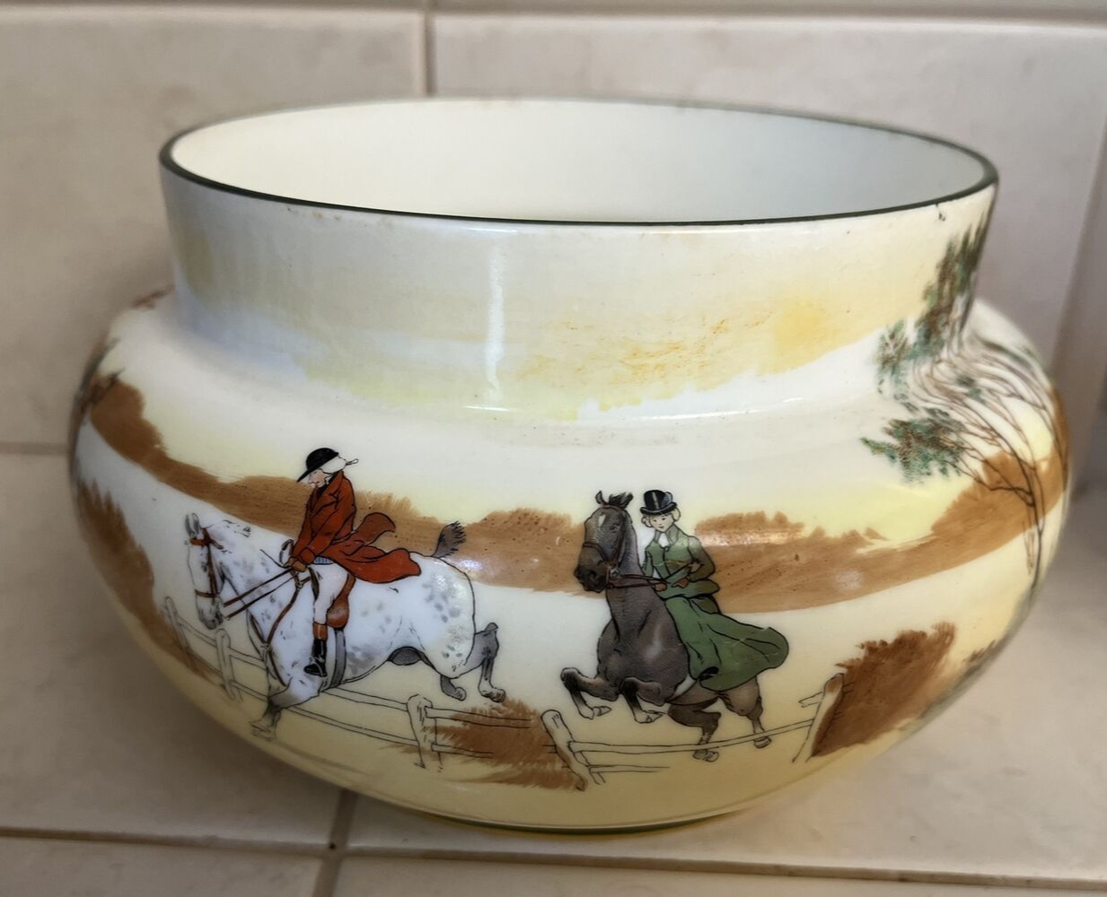 Antique Royal Doulton England COACHING DAYS Bowl Vase 5