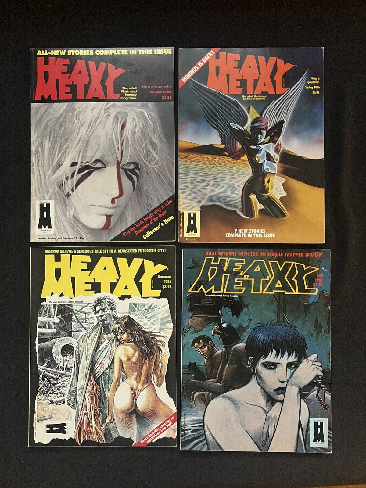 Heavy Metal Adult Illustrated Fantasy Magazine 1986 Complete Quarterly set
