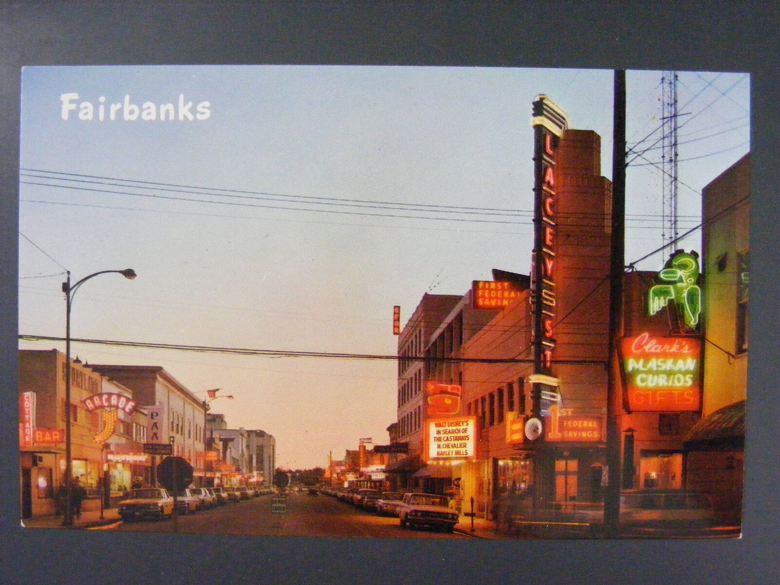 Fairbanks Alaska AK Second Avenue St. Theater Nordale Hotel Postcard c1960s Vtg