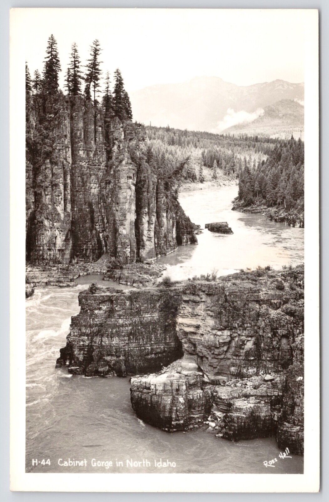 Postcard RPPC Cabinet Gorge and Clark Fork River in North Idaho c1940s