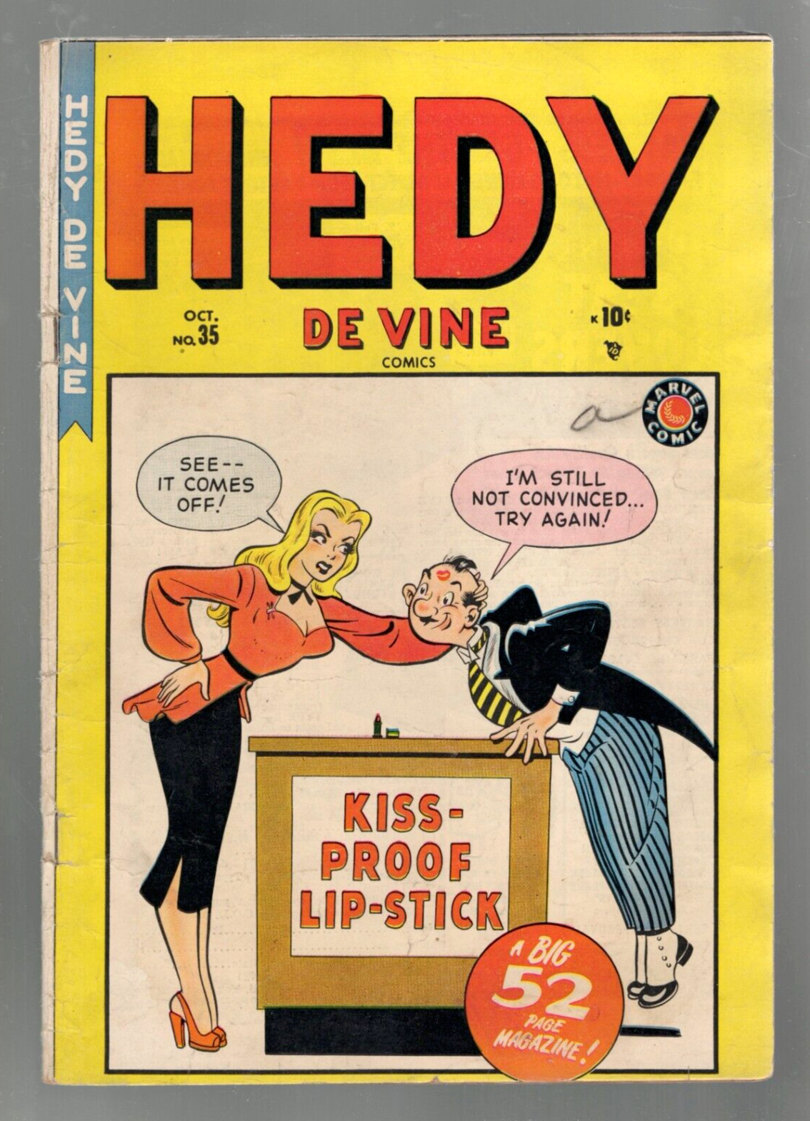 Hedy De Vine #35 Atlas 1949 VG+ 4.5 Kiss Proof Lip Stick