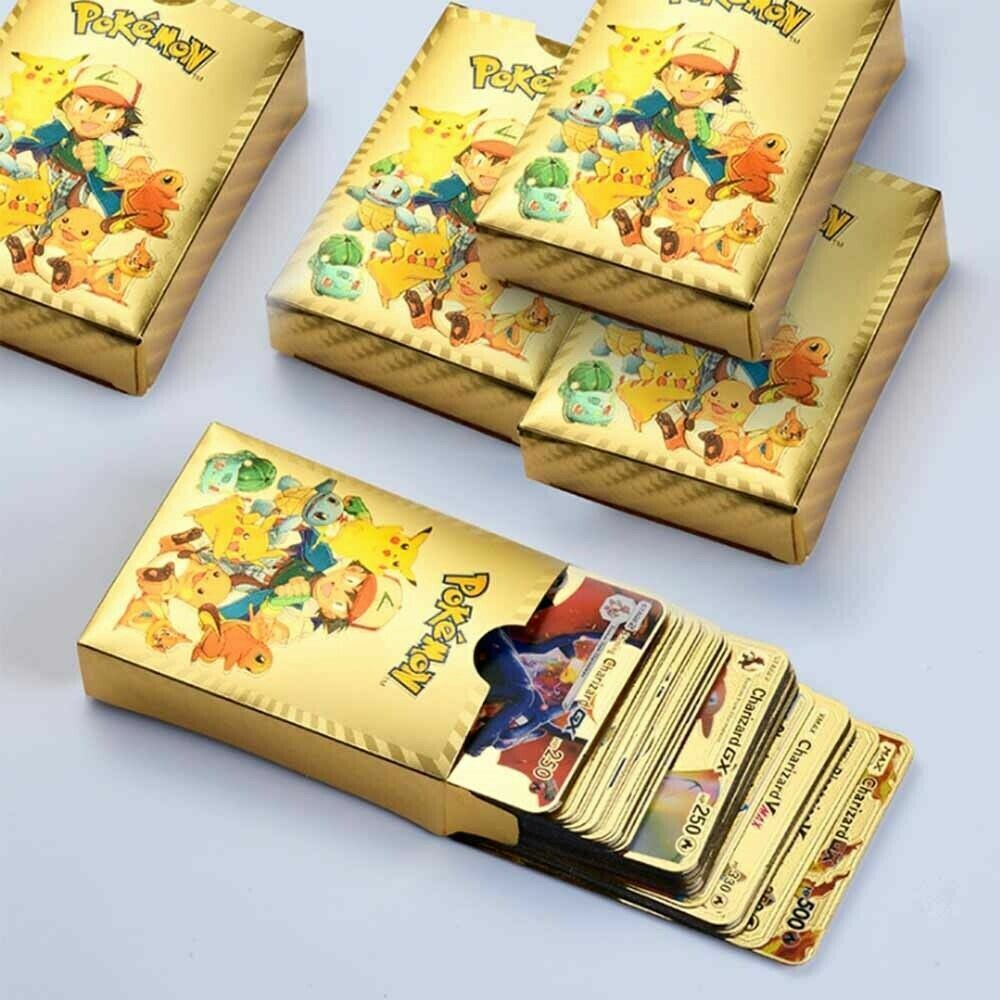 Metal Silver Gold Mint Vmax GX Charizard Collection Boxes 55Pcs New Pokemon Card