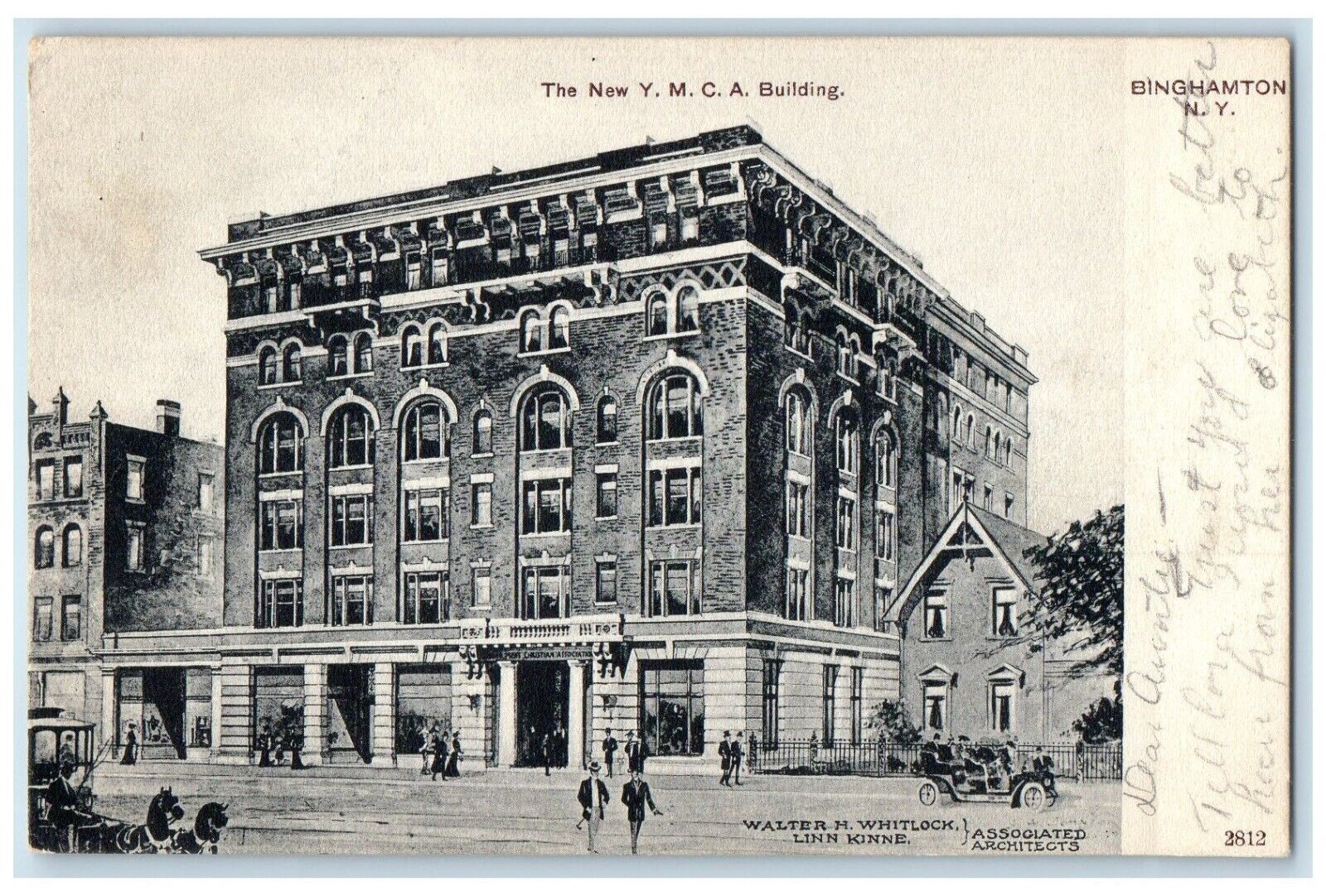 1907 New YMCA Building Exterior Binghamton New York NY Vintage Antique Postcard
