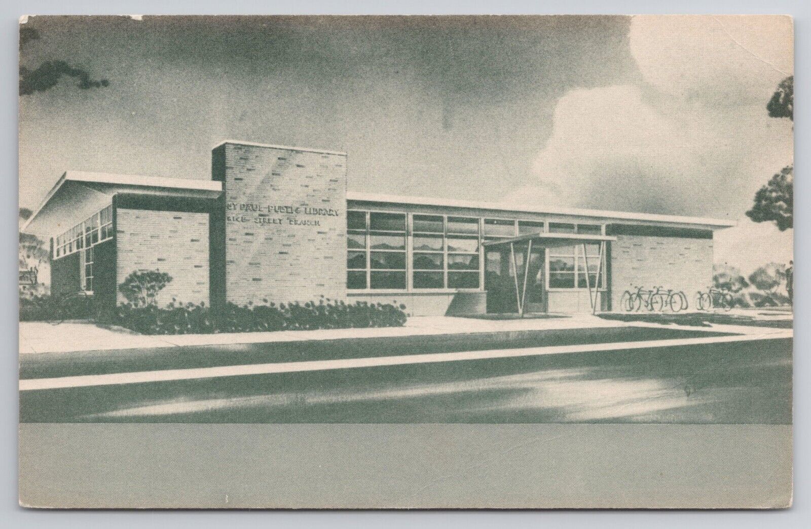 1952 Postcard Rice Street Branch St Paul Public Library Minnesota MN