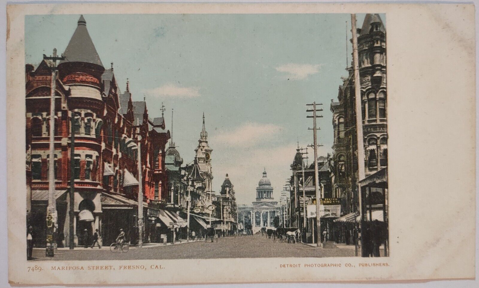 Vintage Postcard Mariposa Street Fresno California Detroit Publishing