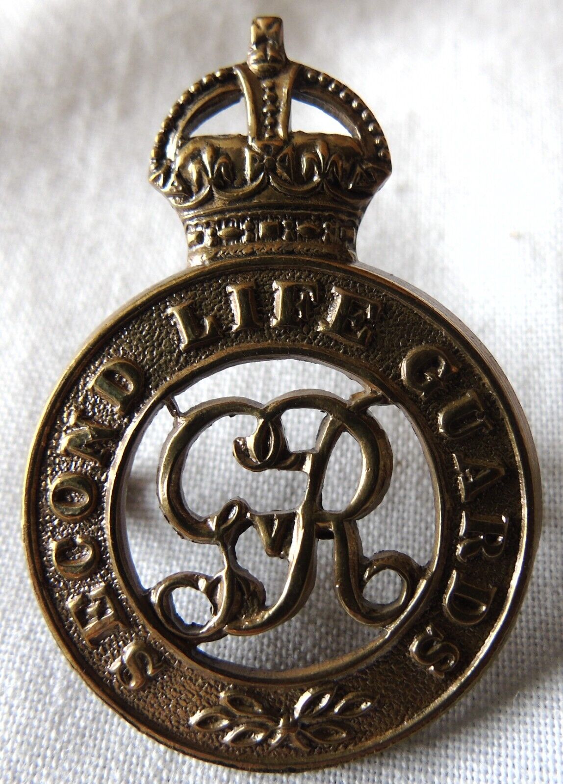 Second Life Guards George V King\'s Crown Brass Cap Badge