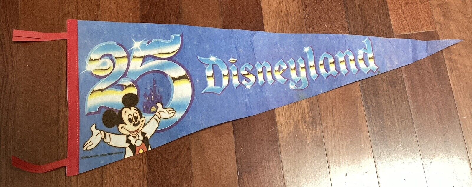 Vintage 1980 Disneyland 25th Anniversary Pennant Flag Banner Walt Disney 30\