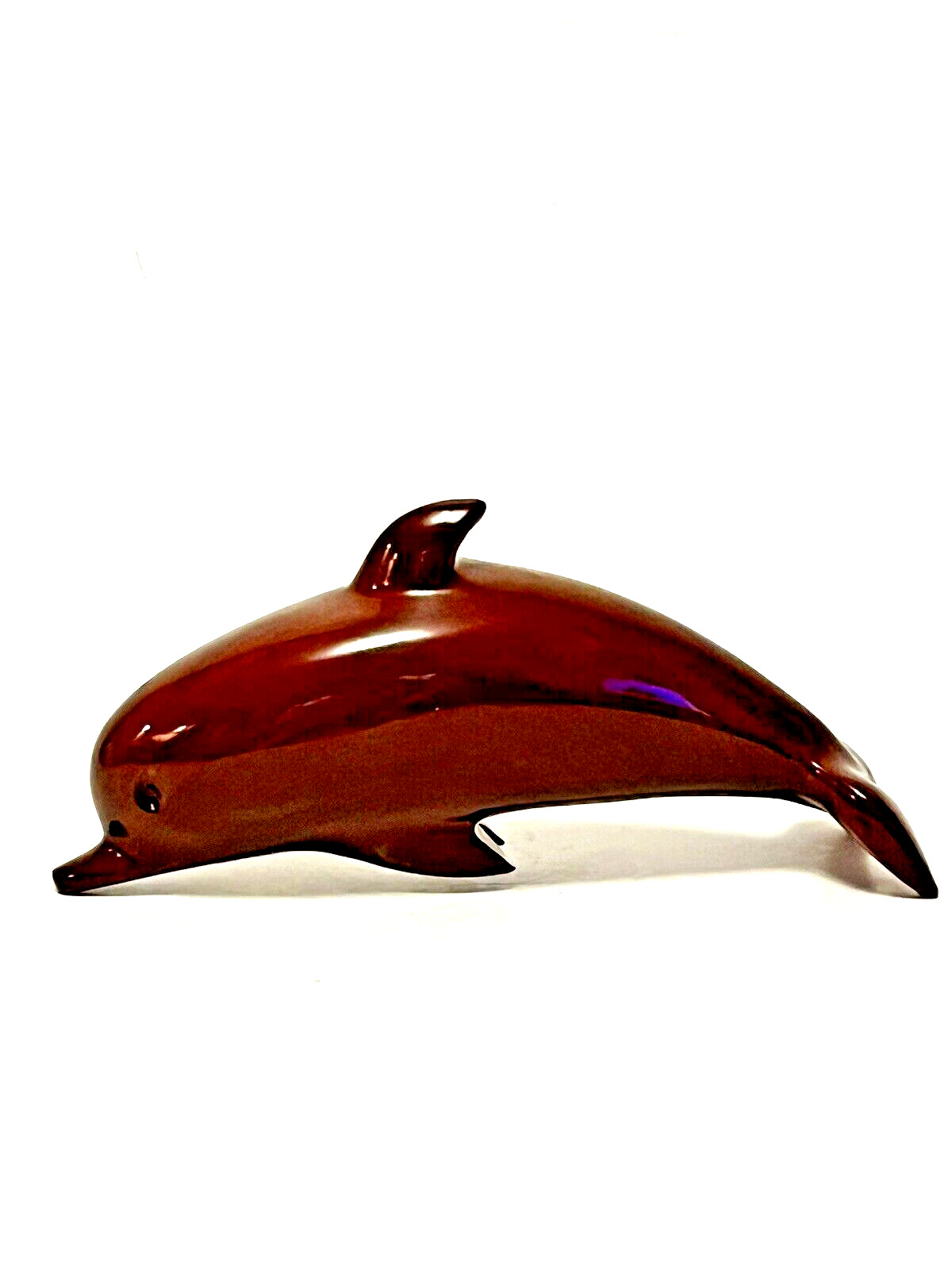 Vintage Carved Genuine Barbados Mahogany Wooden Dolphin Art Sculpture