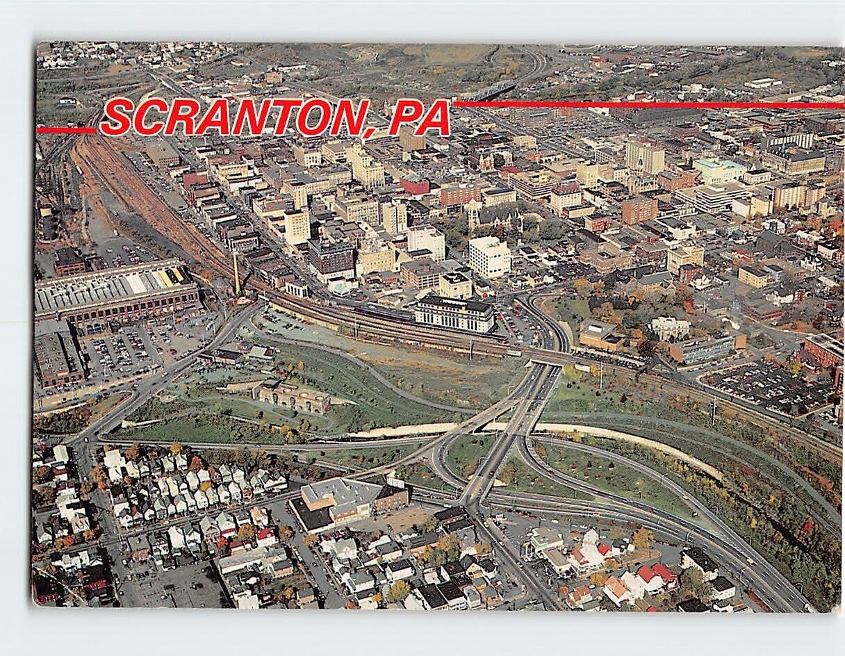Postcard Aerial View of the Downtown Business District Scranton Pennsylvania USA