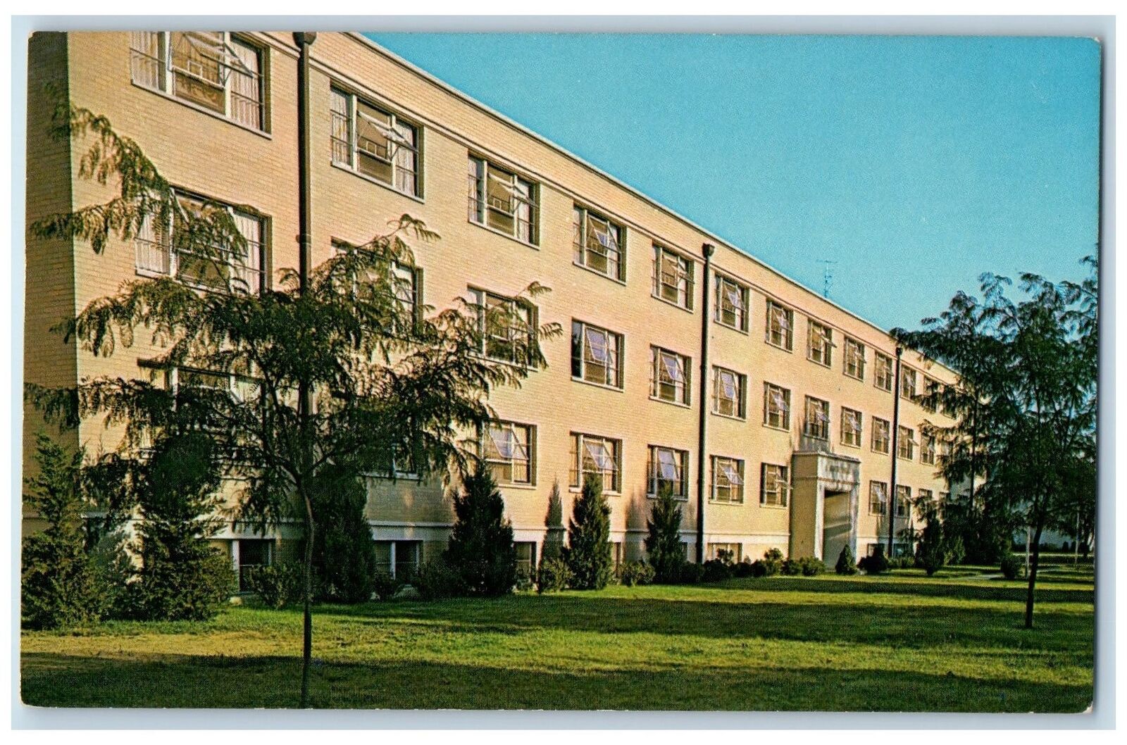 c1960s Moore Hall Residence For Women Evansville College IN Unposted Postcard
