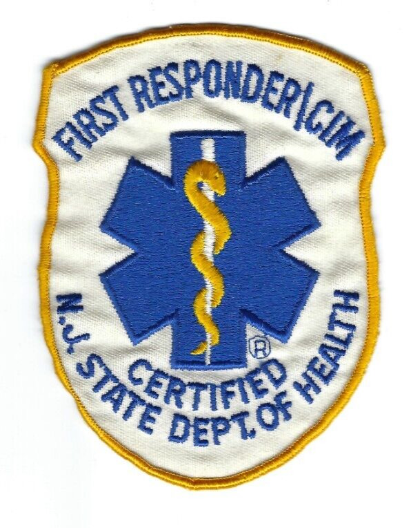 HTF NJ New Jersey State Dept. of Health Certified First Responder/CIM patch Nice
