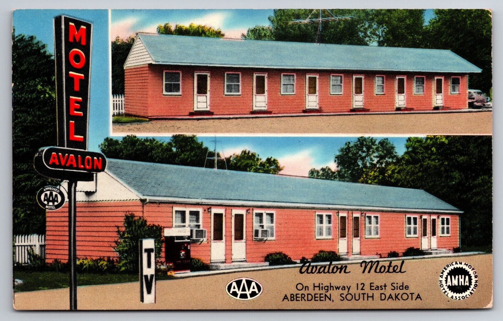 Avalon Motel Aberdeen South Dakota SD Chrome c1950 Postcard
