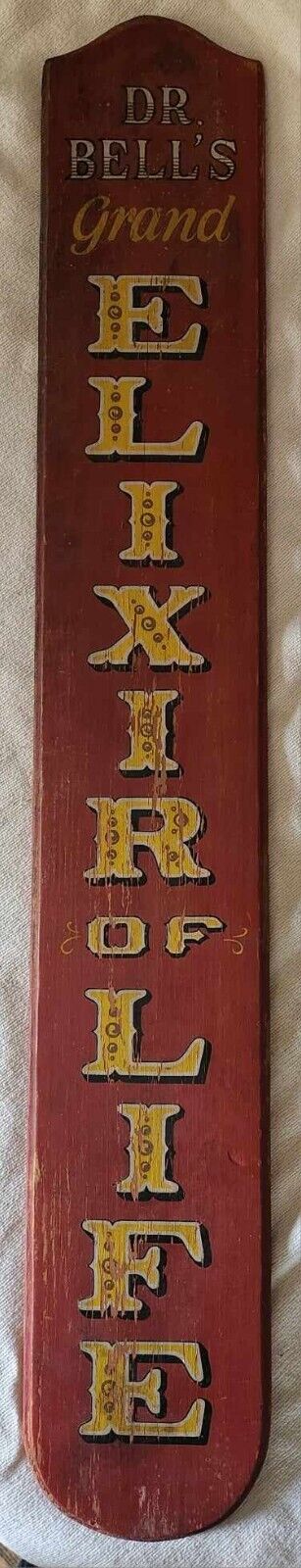 Rare Antique Dr. Bell\'s Grand Elixir of Life Wood Sign Medical Pharmacy 35\