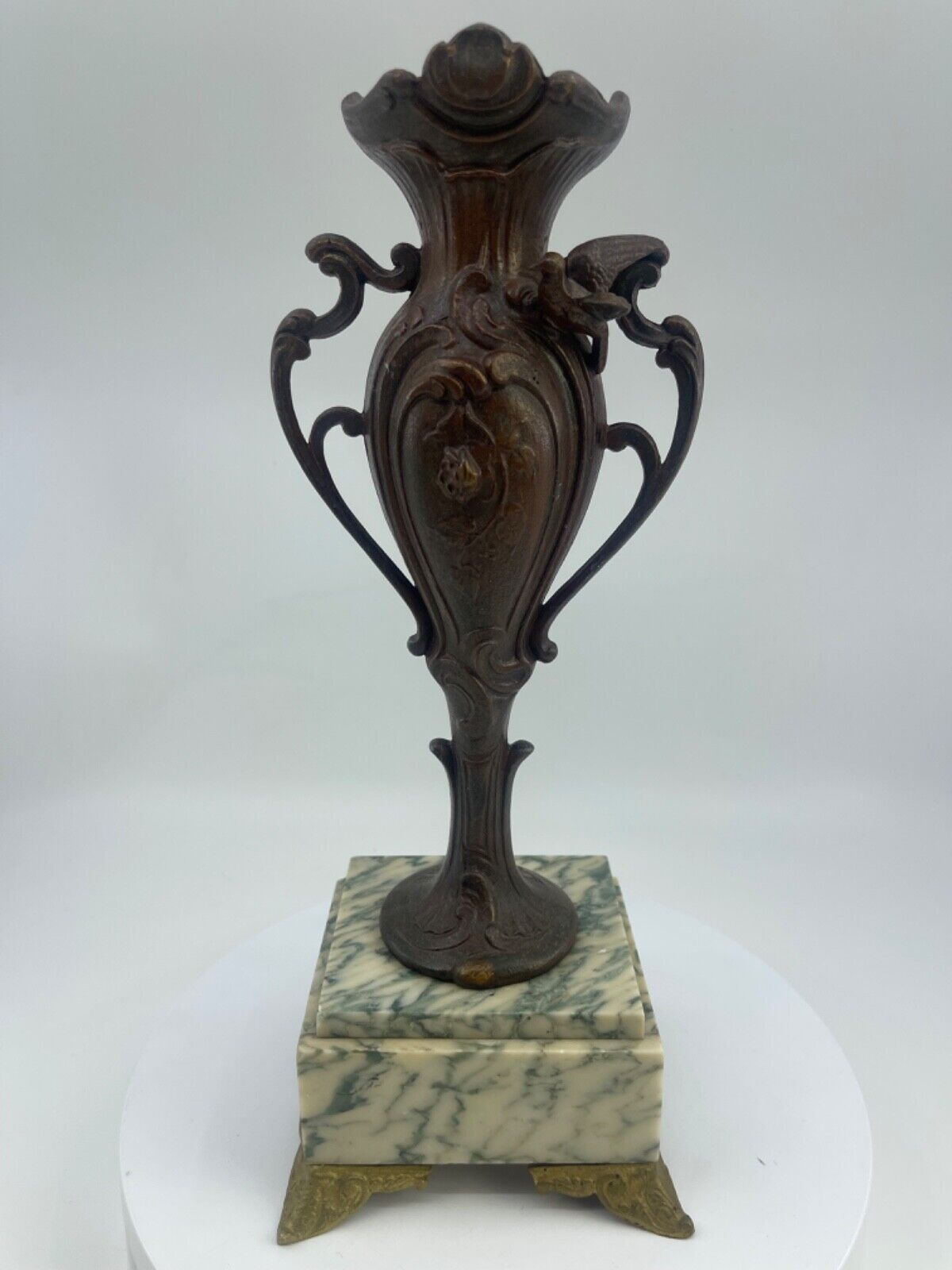 19th Century Bronze & Marble Vases Antique French Garniture Bronze Urn