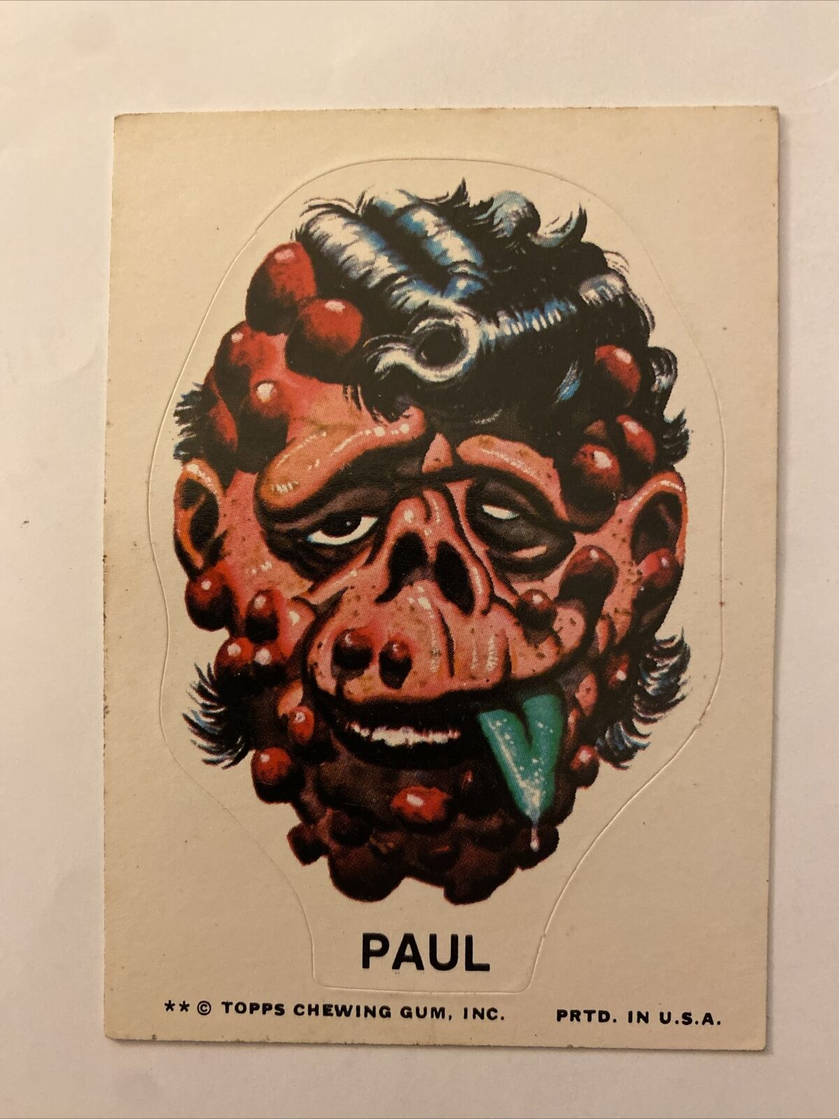 Vintage 1976 Topps Ugly Monster Sticker Trading Card PAUL