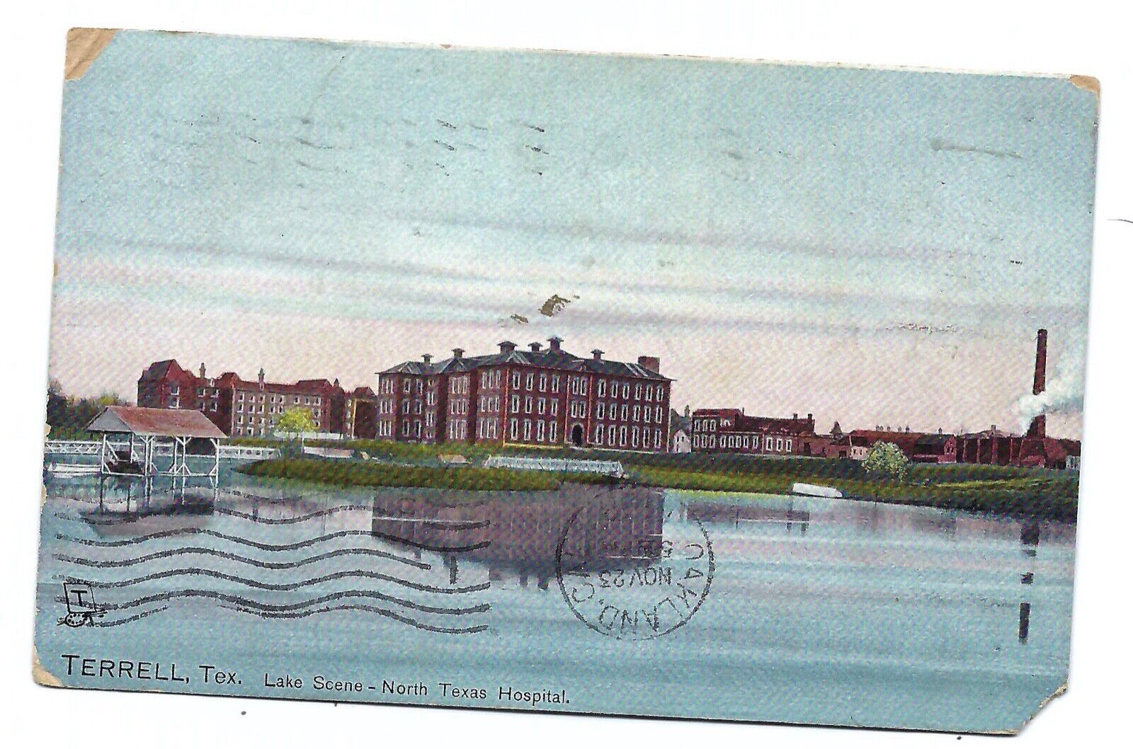 Terrell Texas North Texas Hospital 1908 printed photo lake scene  FREE S&H
