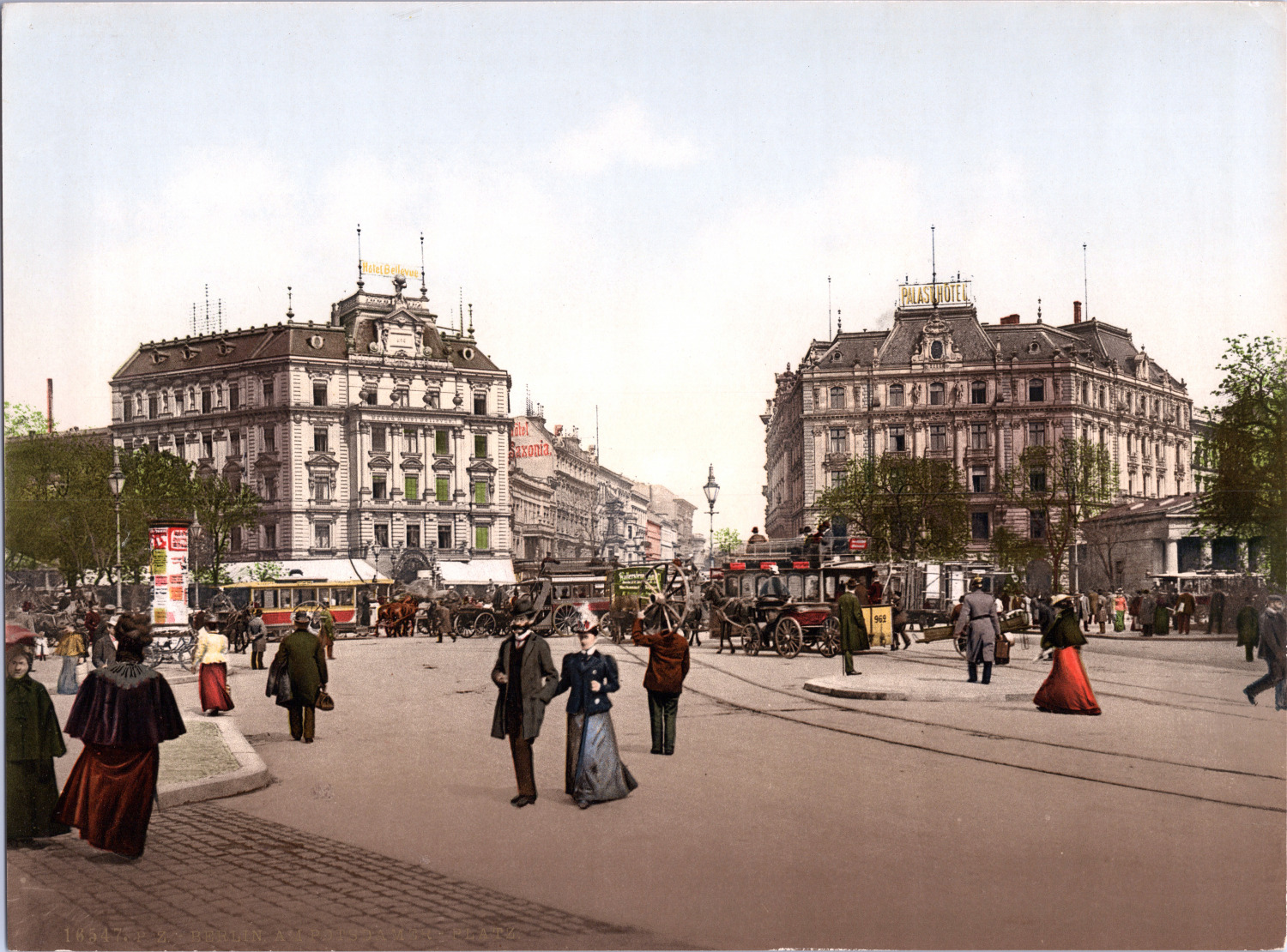 Germany, Berlin. Am Potsdamer-Platz. vintage print photochromie, vintage p