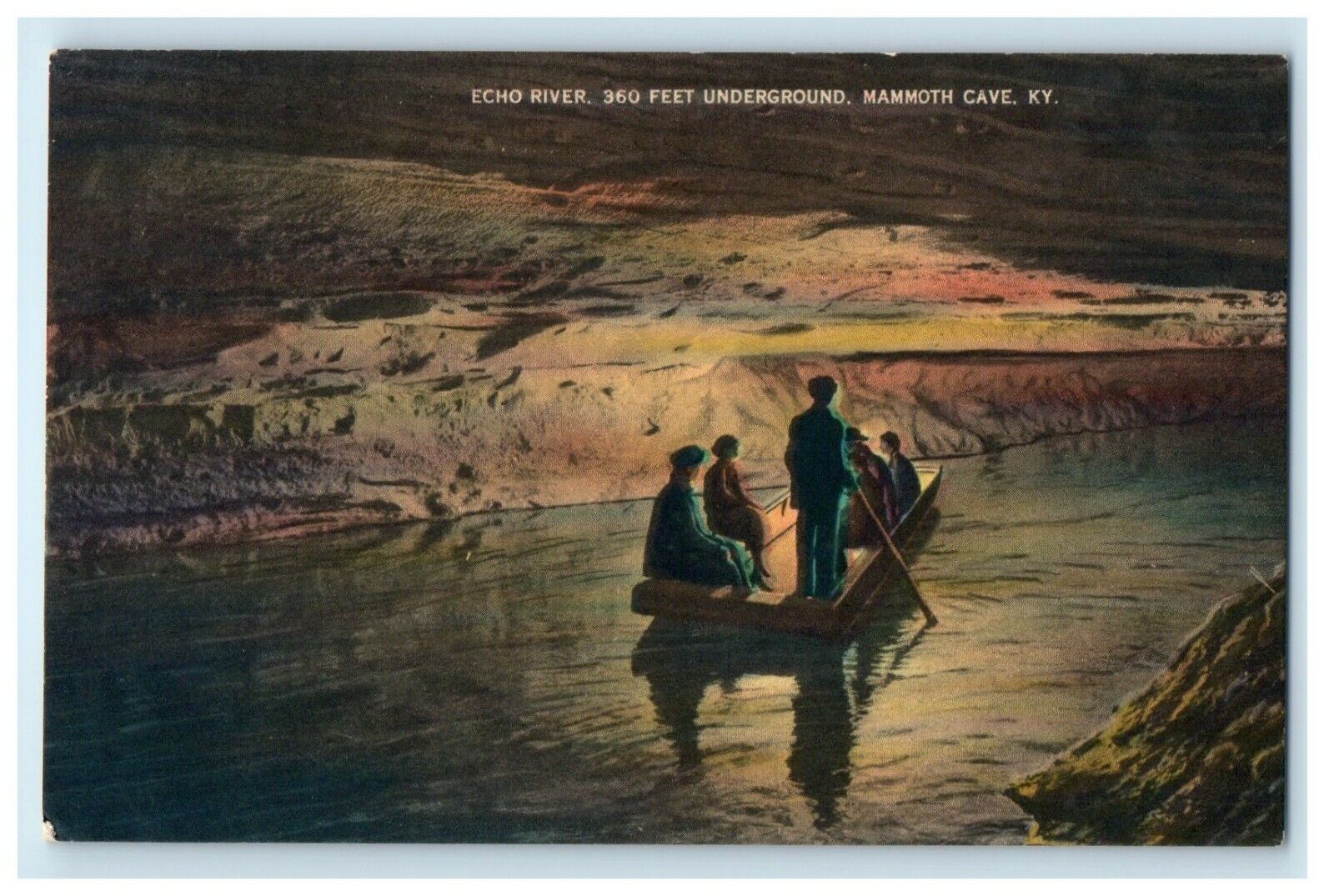 c1940\'s View Of Echo River Underground Mammoth Cave Kentucky KY Vintage Postcard