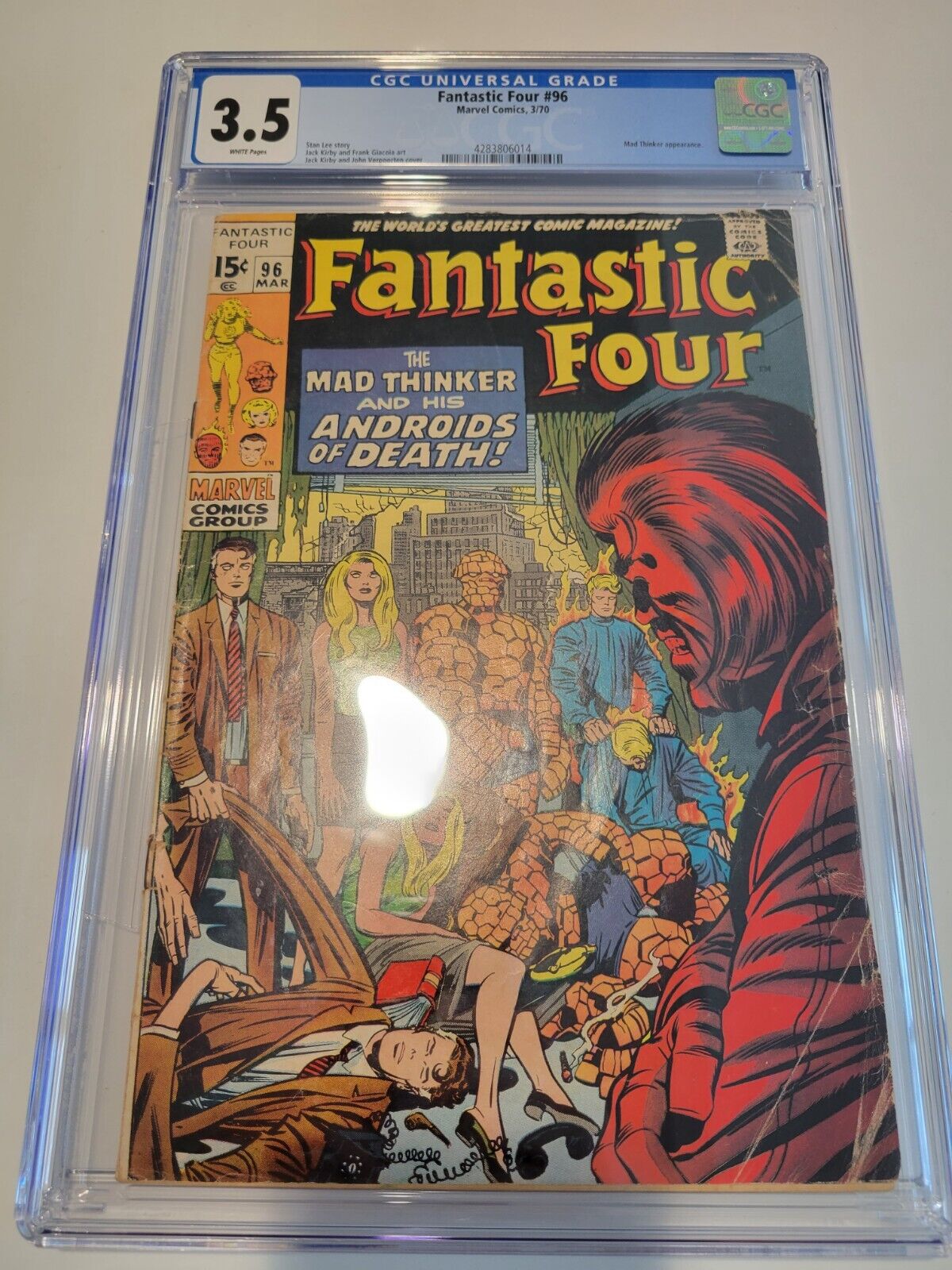 Fantastic Four #96 1970 CGC 3.5 Mad Thinker app Bronze Age New Case SALE