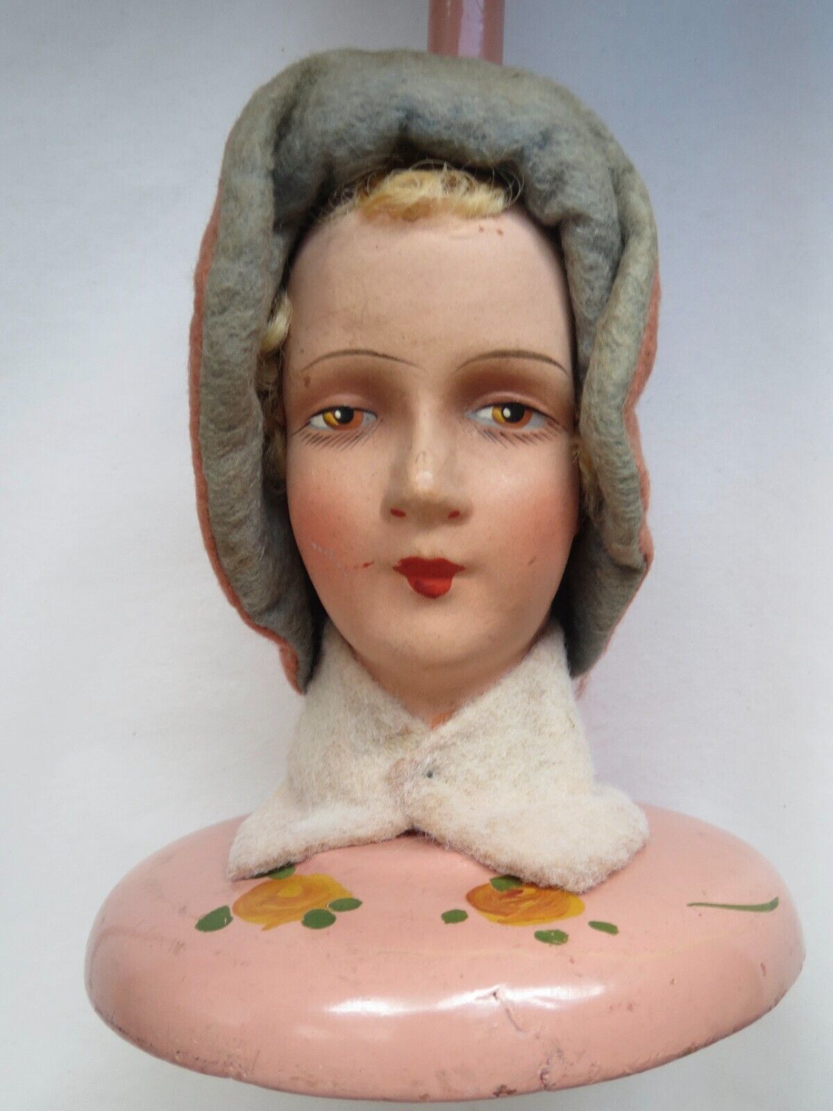 Antique Doll Head Hat Stand Vanity Art Deco 20s Germany